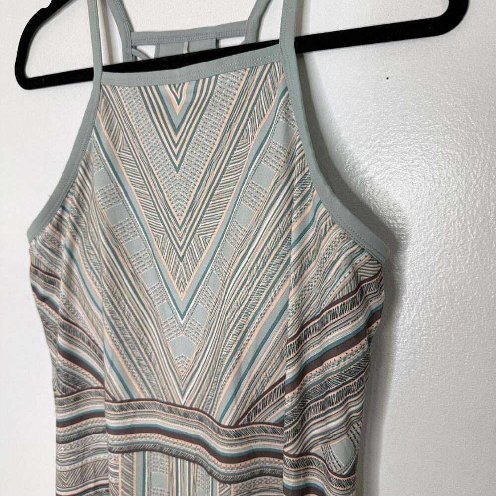 PrAna Dress Womens Medium Earthy Geometric Halter Strappy Back Knit Sundress